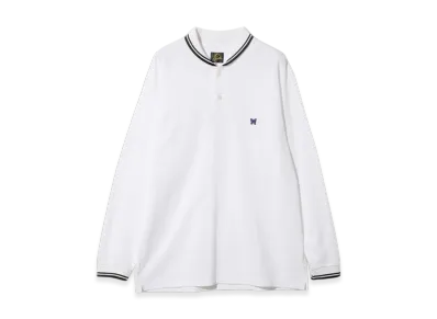 NEEDLES Shawl Collar L/S Polo - Cotton Pique "White"