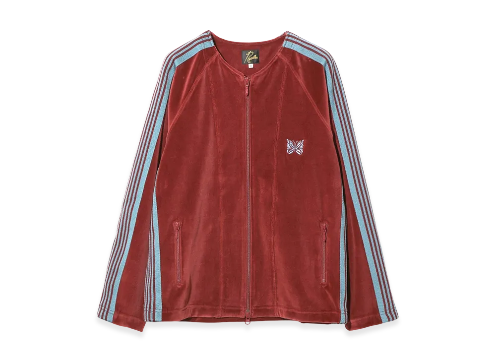 NEEDLES Zipped Track Cardigan - C/PE Velour "Burgundy"