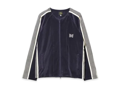 NEEDLES Zipped Track Cardigan - C/PE Velour "Navy"