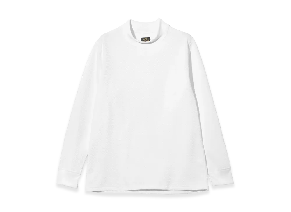 NEEDLES L/S Mock Neck Tee-Poly Waffle Jersey "White"