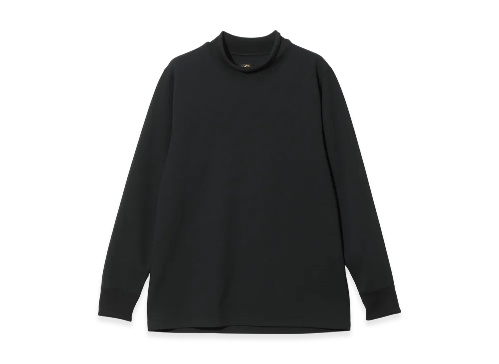 NEEDLES L/S Mock Neck Tee-Poly Waffle Jersey "Black"