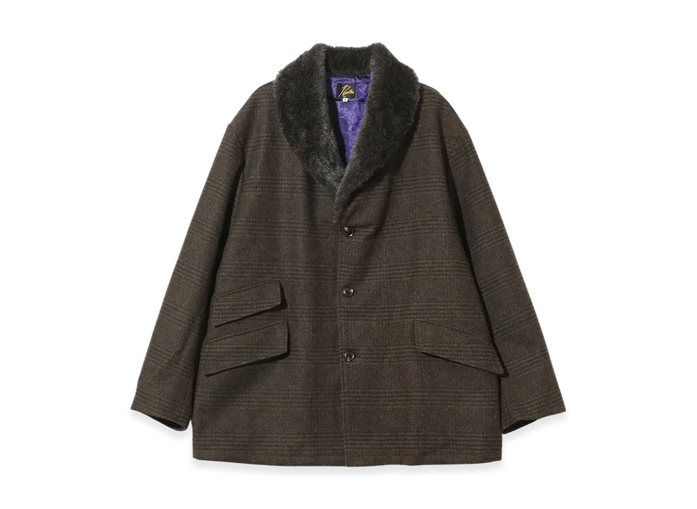 NEEDLES Shawl Collar Coat - Wool Glen Plaid "Olive"