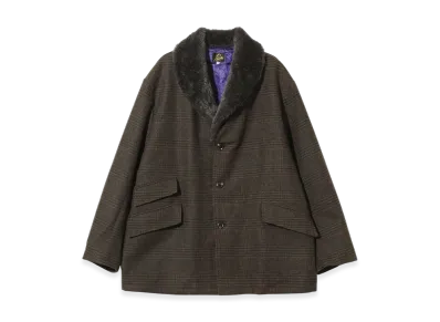 NEEDLES Shawl Collar Coat - Wool Glen Plaid "Olive"