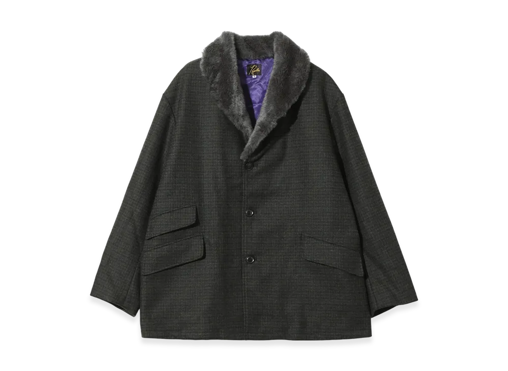 NEEDLES Shawl Collar Coat - Wool Glen Plaid "Navy"