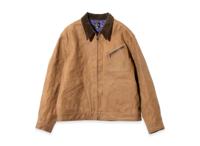 NEEDLES Zipped Work Jacket - Duck Canvas / Kakishibu Paint "Dk. Brown"