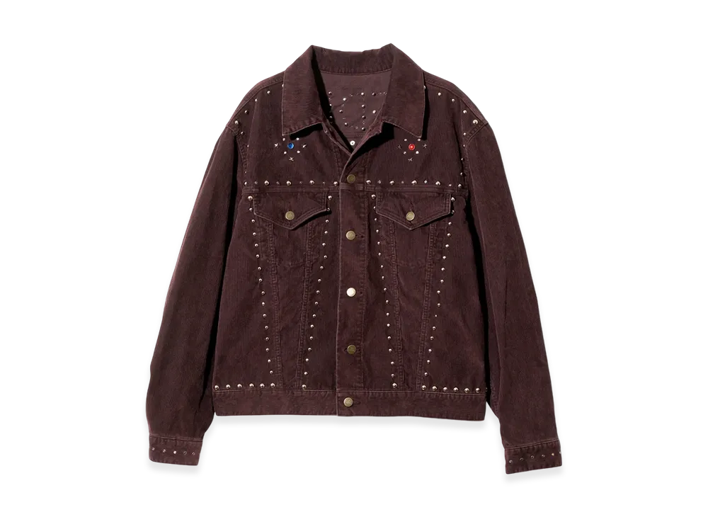 NEEDLES Studded Jean Jacket - 14W Corduroy "Burgundy"