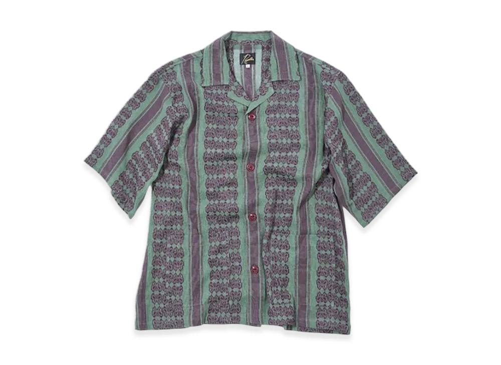 NEEDLES Papillon Stripe Dobby Cabana Shirt "Green/Purple"