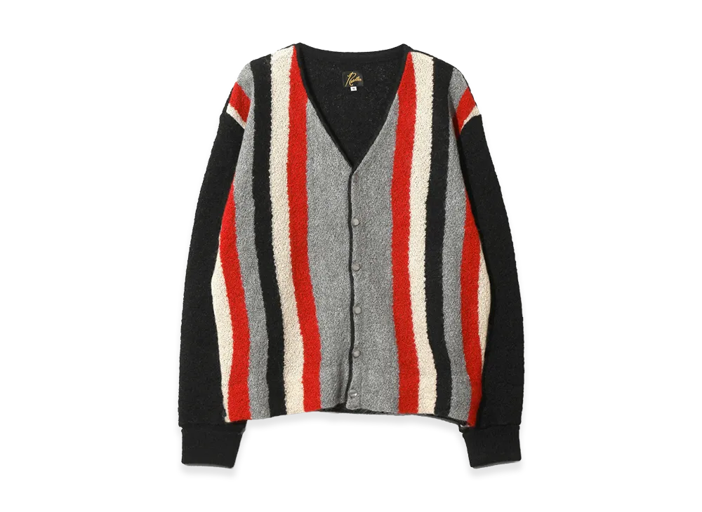 NEEDLES Knit Cardigan Crepe Weave Stripe "Black"