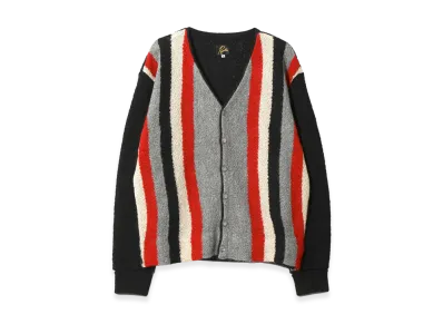 NEEDLES Knit Cardigan Crepe Weave Stripe "Black"