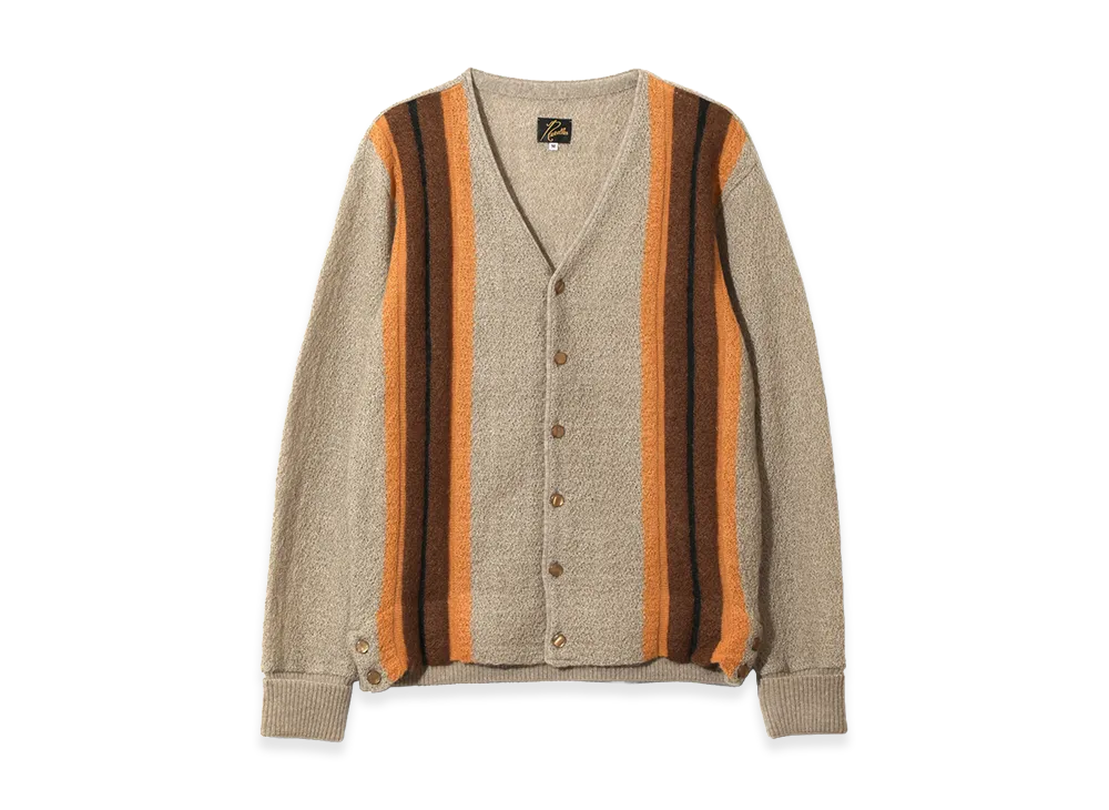 NEEDLES Knit Cardigan Crepe Weave Stripe "Taupe"