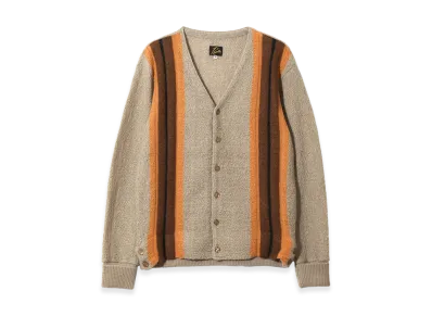 NEEDLES Knit Cardigan Crepe Weave Stripe "Taupe"