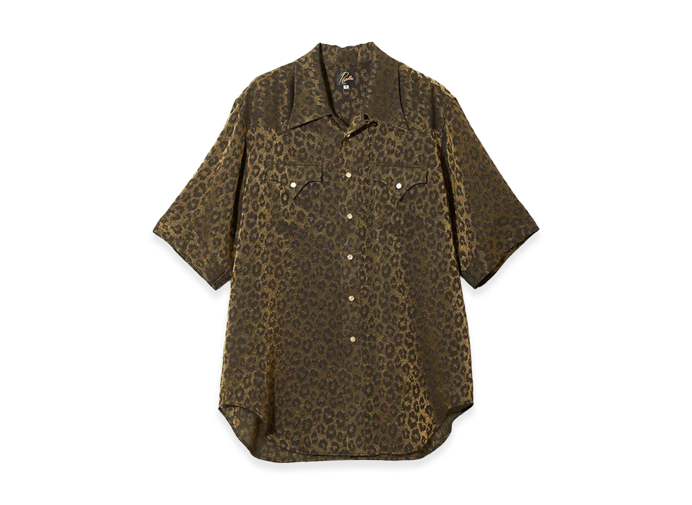 NEEDLES S/S Western Shirt Rayon Leopard Jacquard "Gold"