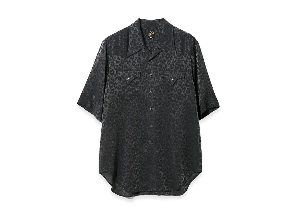 NEEDLES S/S Western Shirt Rayon Leopard Jacquard "Navy"