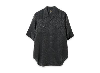 NEEDLES S/S Western Shirt Rayon Leopard Jacquard "Navy"