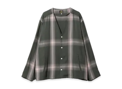 NEEDLES V Neck Shirt Rayon Plaid "Green"