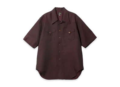 NEEDLES S/S Western Shirt Micro Shadow Plaid "Burgundy"