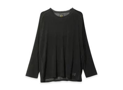 NEEDLES L/S Uneck Tee Flocked Stripe Lace "Black"