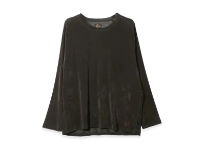 NEEDLES L/S Uneck Tee Flocked Stripe Lace "Brown"