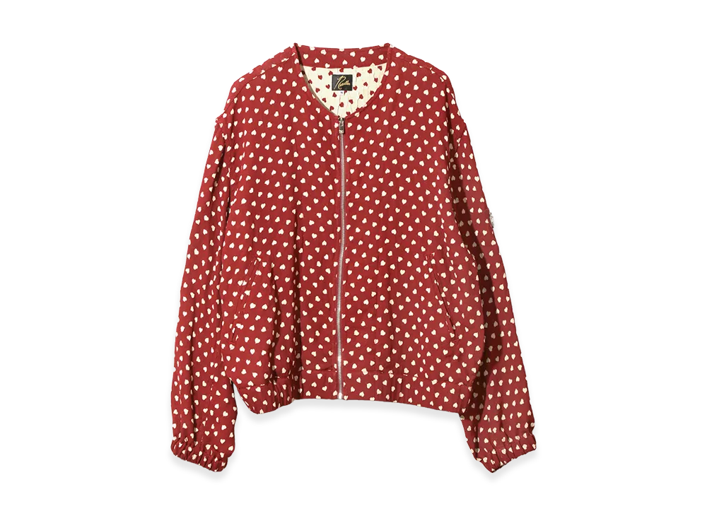 NEEDLES Line Crew Jacket Double Weave Jacquard "Red/Heart"