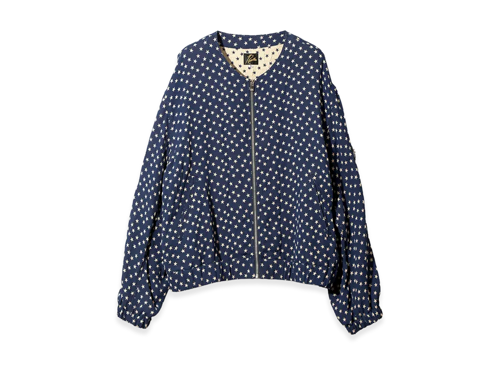 NEEDLES Line Crew Jacket Double Weave Jacquard "Navy/Star"