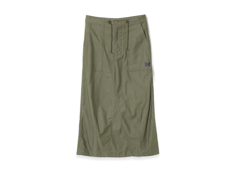 NEEDLES String Fatigue Skirt Reversed Sateen "Olive"