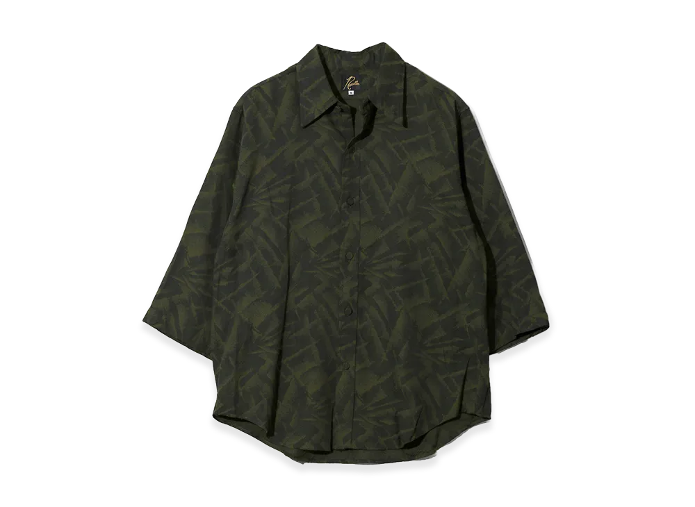 NEEDLES Half Sleeve Shirt - Abstract Jacquard "Green"