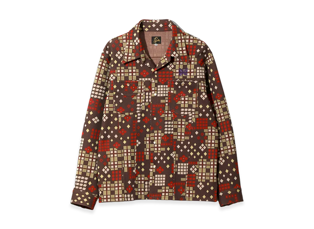 NEEDLES Saddleman Shirt - Poly Jacquard "Brown"