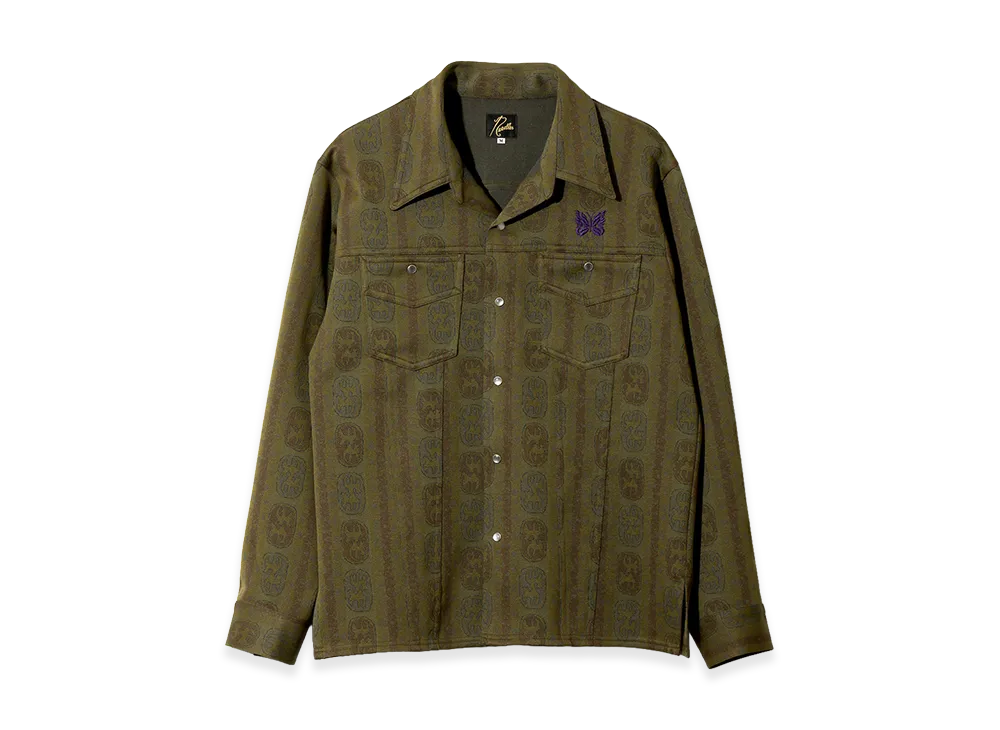 NEEDLES Saddleman Shirt - Poly Jacquard "Olive"