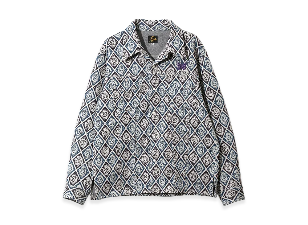 NEEDLES Saddleman Shirt - Poly Jacquard "Blu/Ppl"