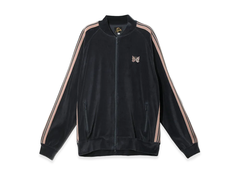 NEEDLES Rib Collar Track Jacket - C/PE Velour "Steel Blue"