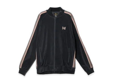 NEEDLES Rib Collar Track Jacket - C/PE Velour "Steel Blue"