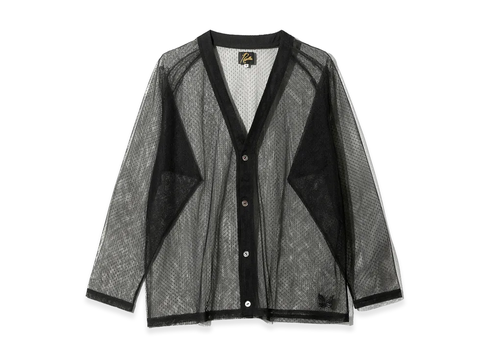 NEEDLES V-Neck Cardigan - Tulle Dot Lace "Black"