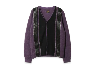 NEEDLES Knit Cardigan - Crepe Weave Stripe "Purple"