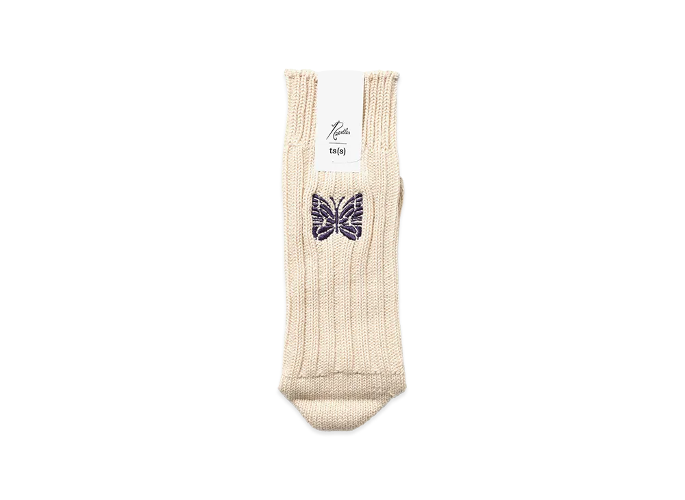 NEEDLES x ts(s) Unpaired Cotton Rib Sock "White"