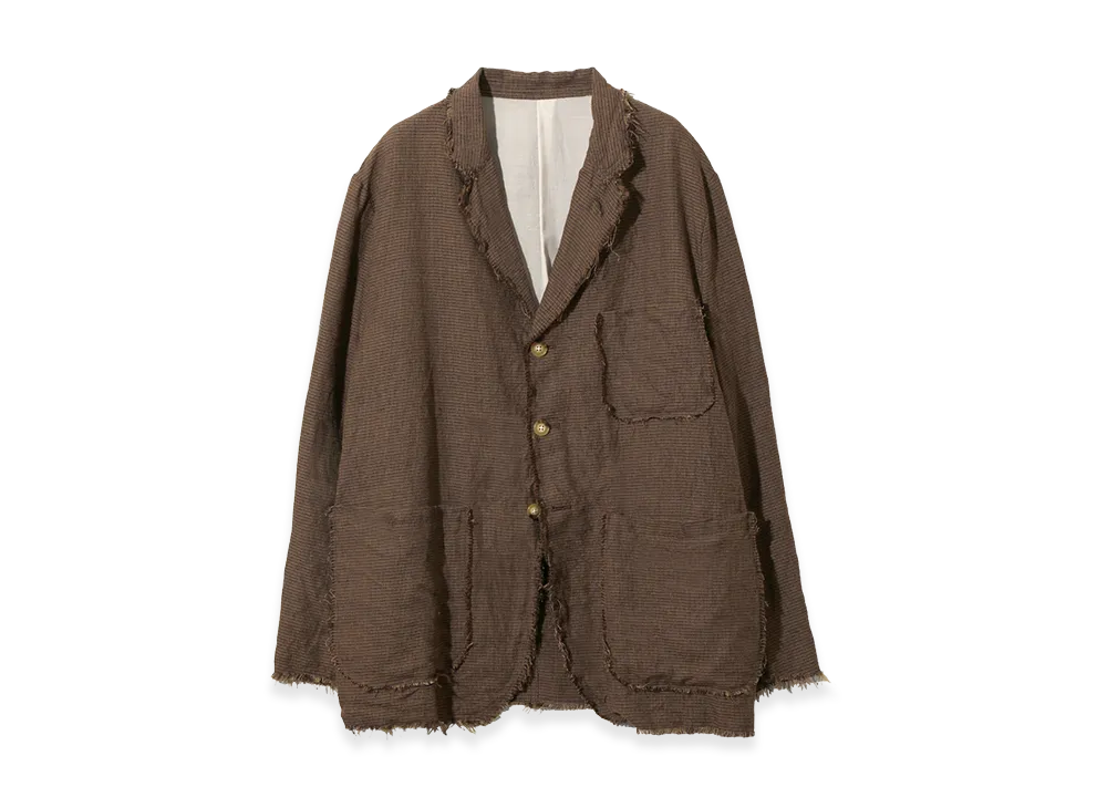 NEEDLES Raw Edge Jacket - Linen Wool Houndtooth "Brown"