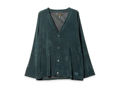 NEEDLES V-Neck Cardigan - Flocked Stripe Lace "Turquoise"