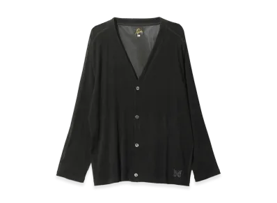 NEEDLES V-Neck Cardigan - Flocked Stripe Lace "Black"