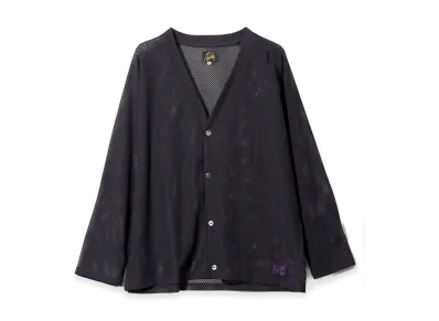 NEEDLES V-Neck Cardigan - Geometric Raschel Lace "Eggplant"