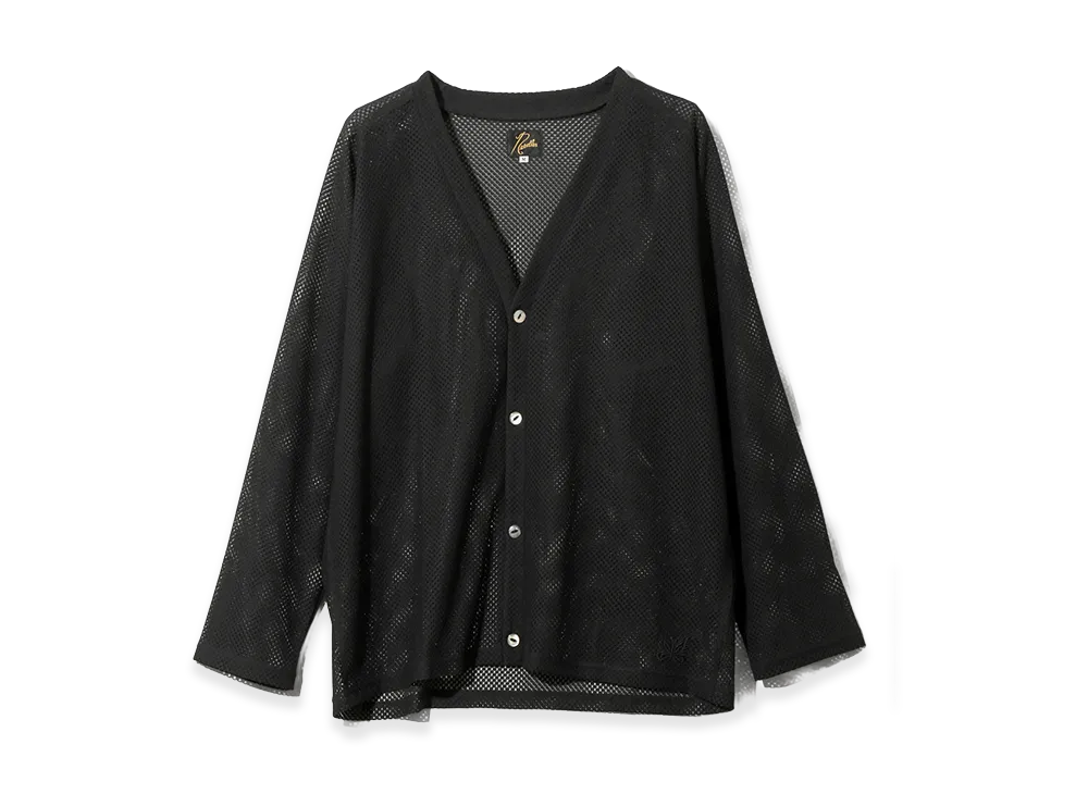 NEEDLES V-Neck Cardigan - Geometric Raschel Lace "Black"