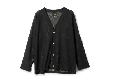 NEEDLES V-Neck Cardigan - Geometric Raschel Lace "Black"