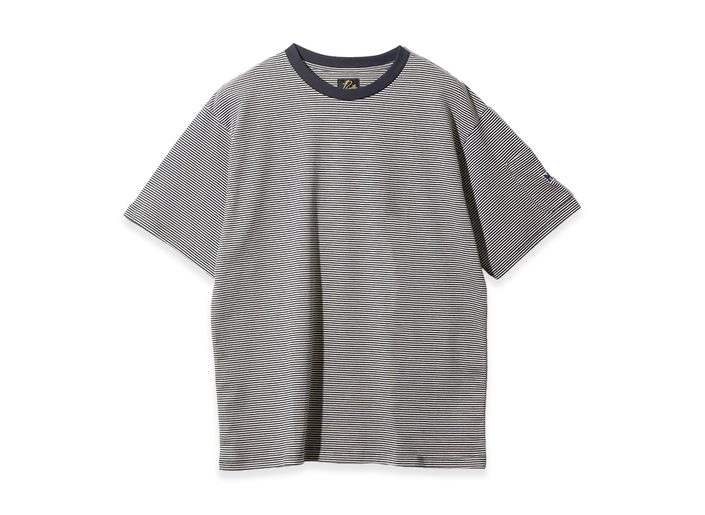 NEEDLES S/S Crew Neck Tee - Cotton Stripe Jersey "Navy/Beige"