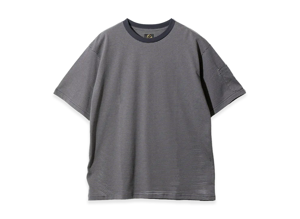 NEEDLES S/S Crew Neck Tee - Cotton Stripe Jersey "Navy/Mocha"