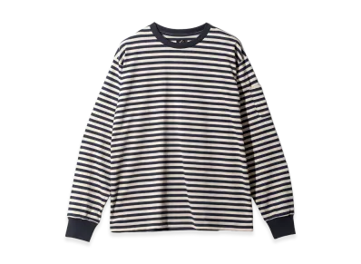 NEEDLES L/S Crew Neck Tee - Cotton Stripe Jersey "Navy/Beige"