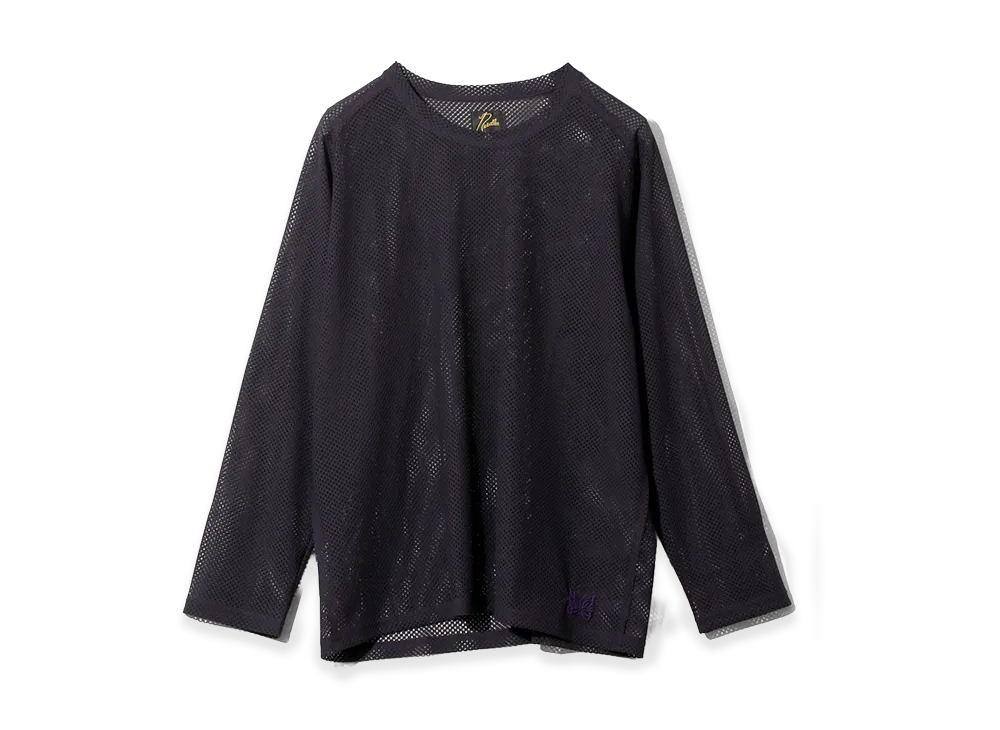NEEDLES L/S U-Neck Tee - Geo Raschel Lace "Eggplant"