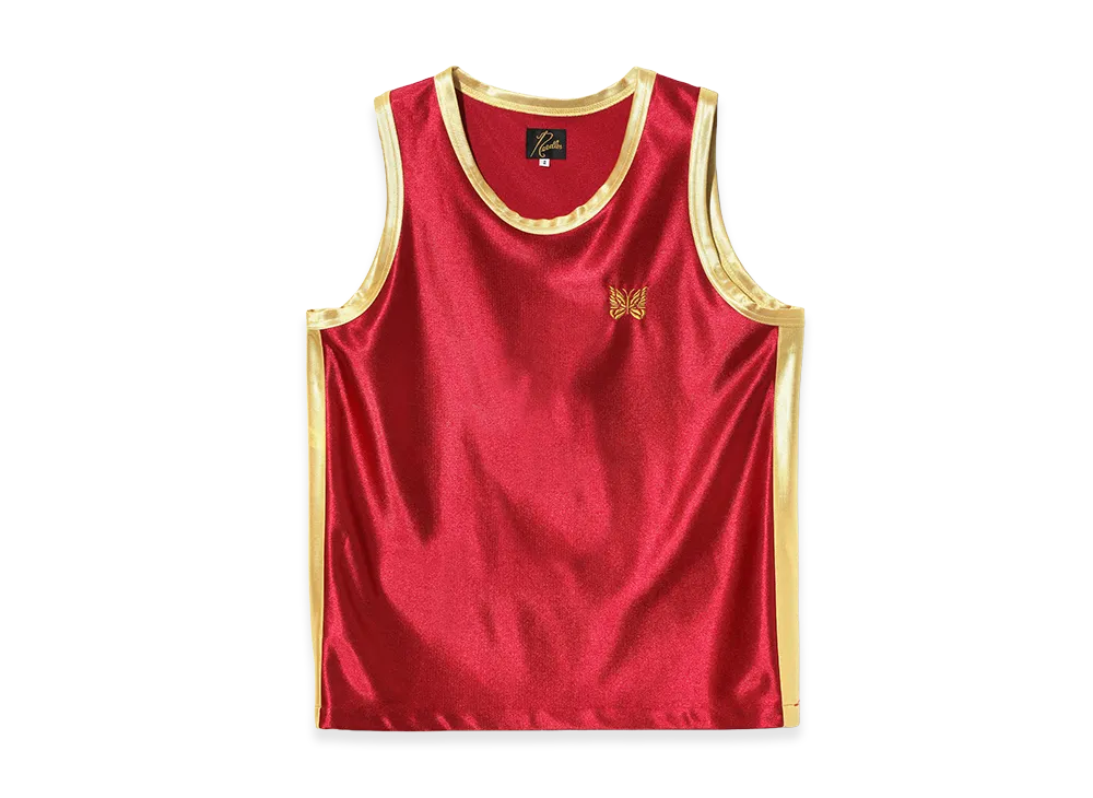 NEEDLES Papillon Emb. Side Line Tank Top - Tricot Sateen "Red"