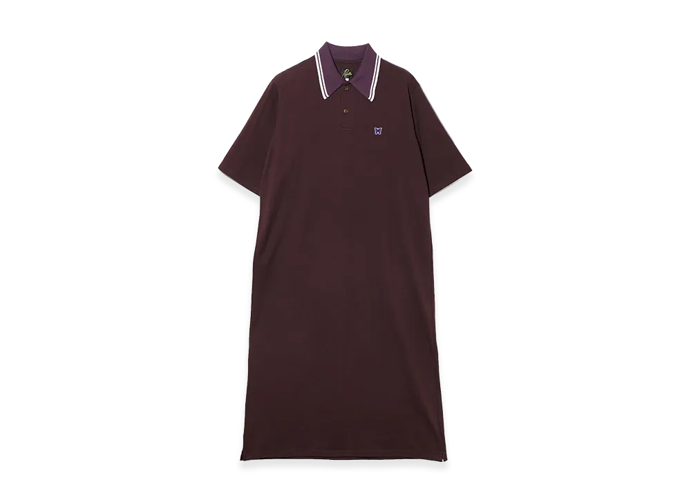 NEEDLES Short Sleeve Polo Dress - Cotton Pique "Purple"
