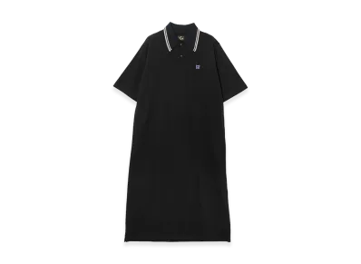NEEDLES Women's Short Sleeve Polo Dress - Cotton Pique "Black"