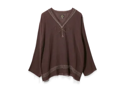 NEEDLES Women's Embroidered Tunic - CU/R Gauze "Burgundy"