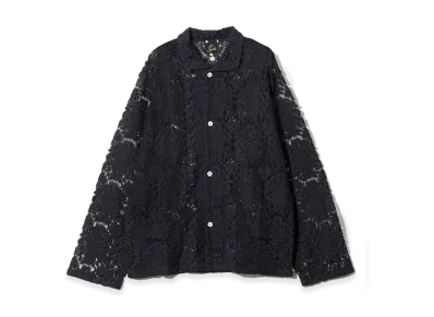 NEEDLES Widespread Collar Shirt - Raschel Lace "Navy"