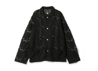 NEEDLES Widespread Collar Shirt - Raschel Lace "Black"